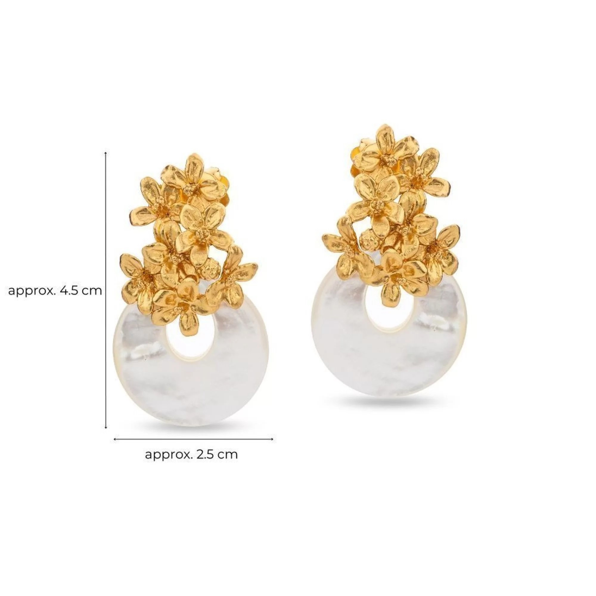 1TA0524-479 THALLO Persephone Earrings Statement Drops & Dangles 24K Gold Vermeil on Sterling Silver Mop #s768b (A-SK-E)