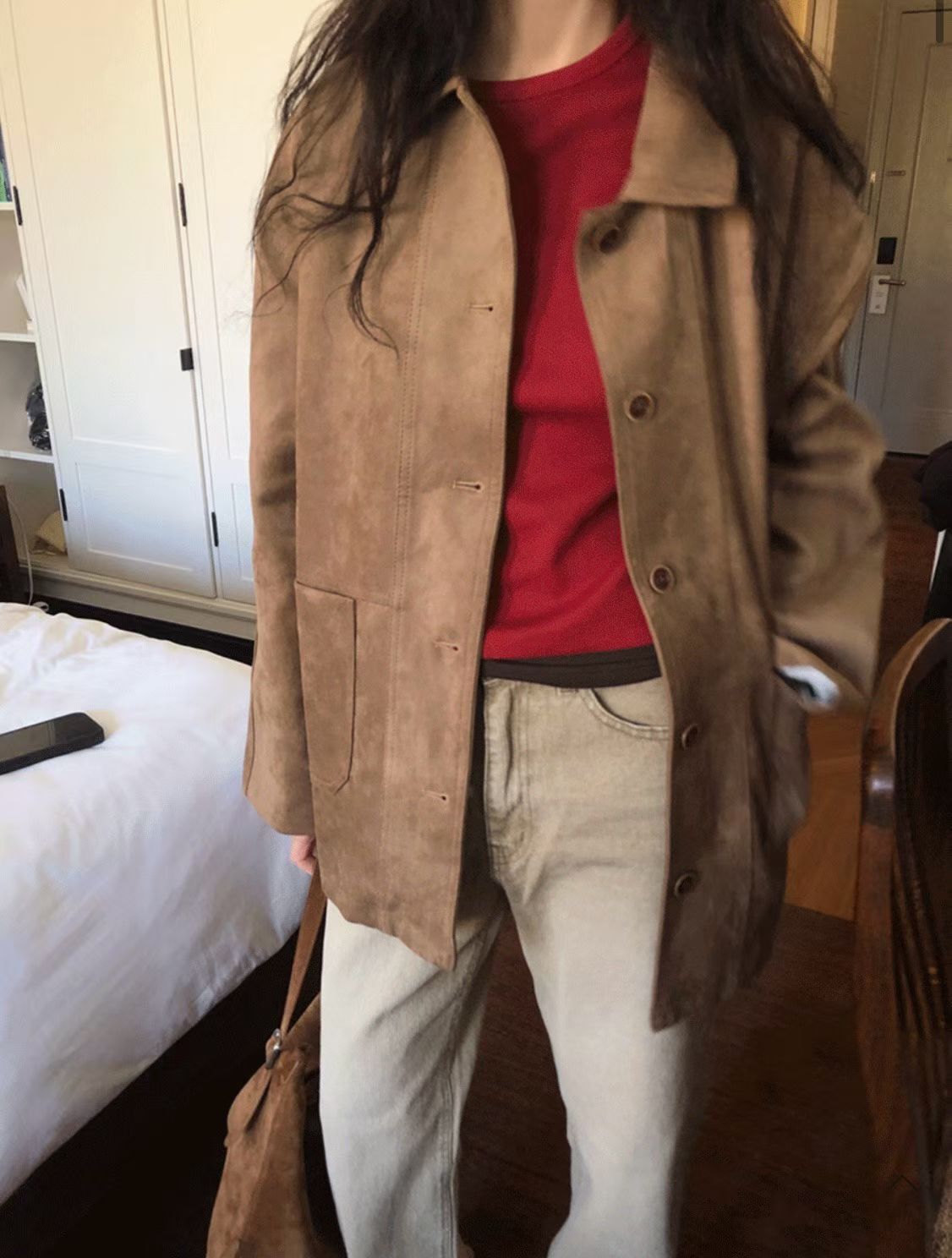 Ray suede mid length jacket