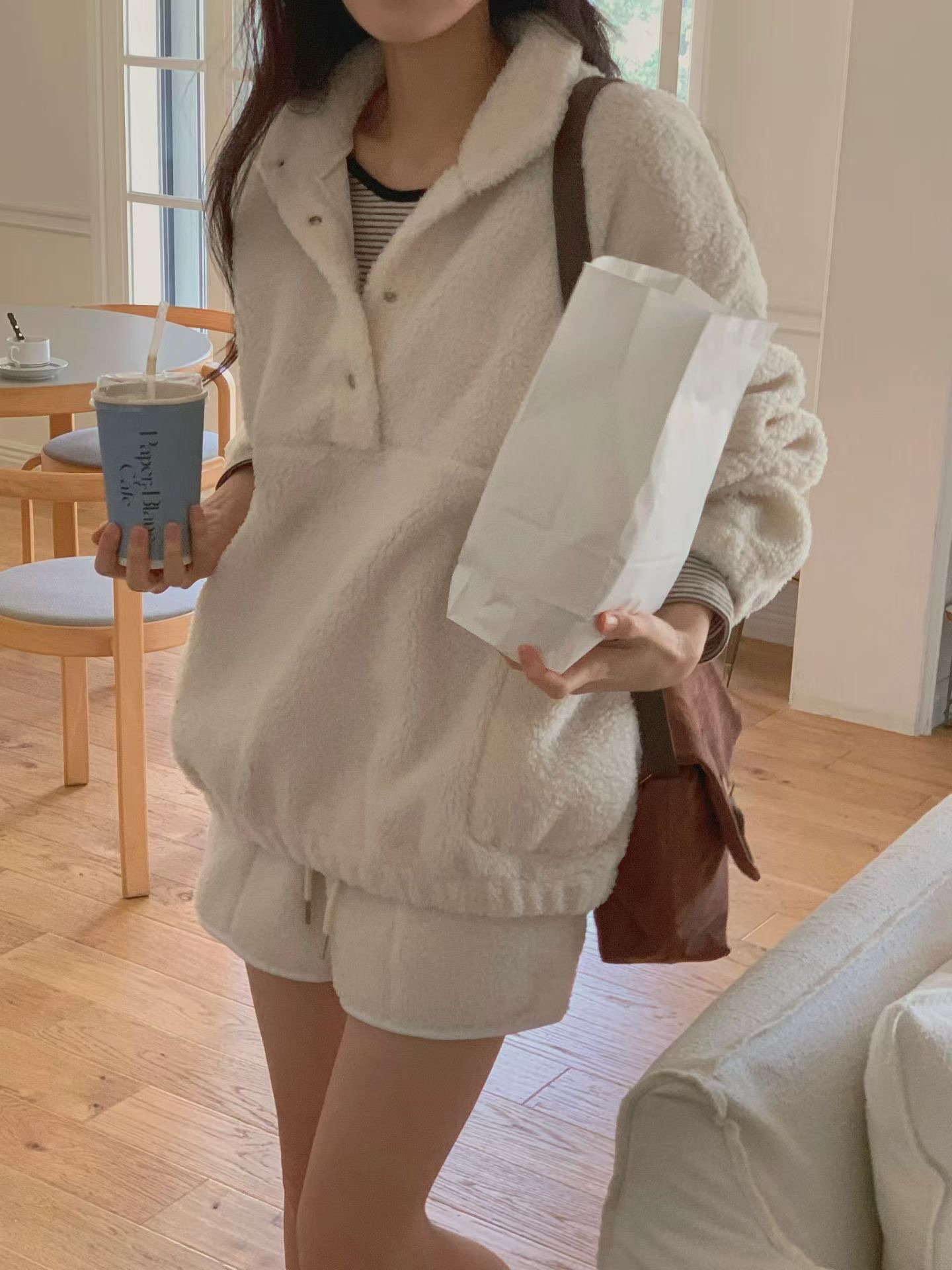 Fleece anorak sweatshirt