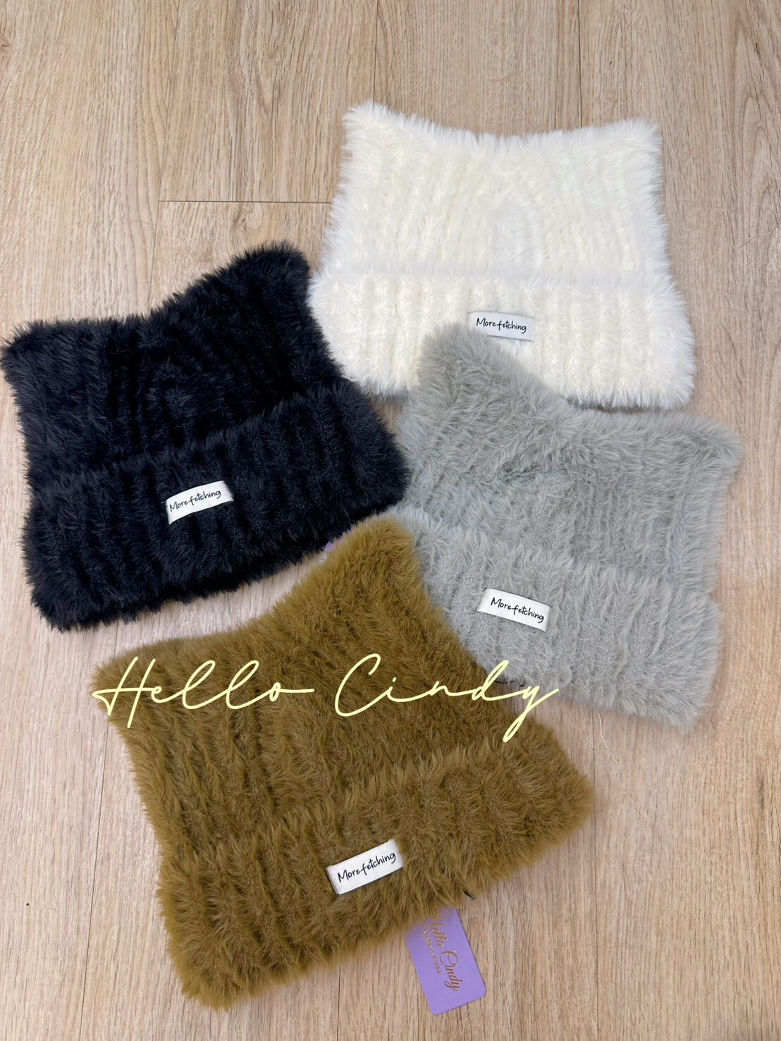 B11113 超可愛的暖呼呼微毛海貓耳朵針織帽