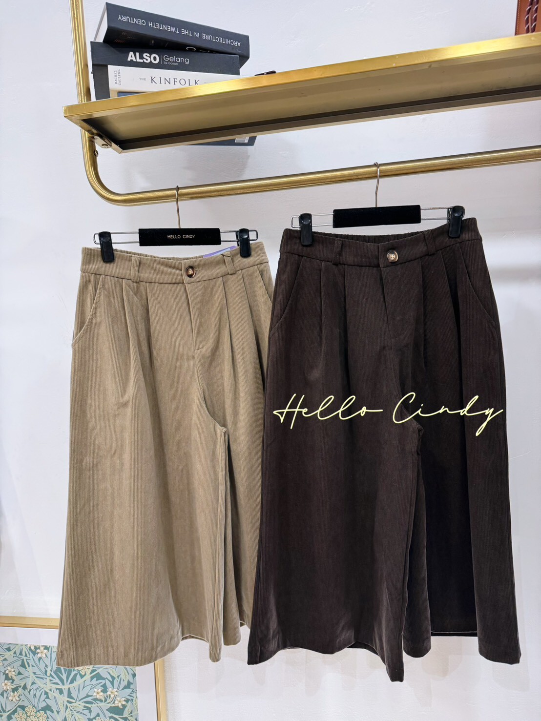 B11103 秋冬低調質感燈芯絨8分寬褲