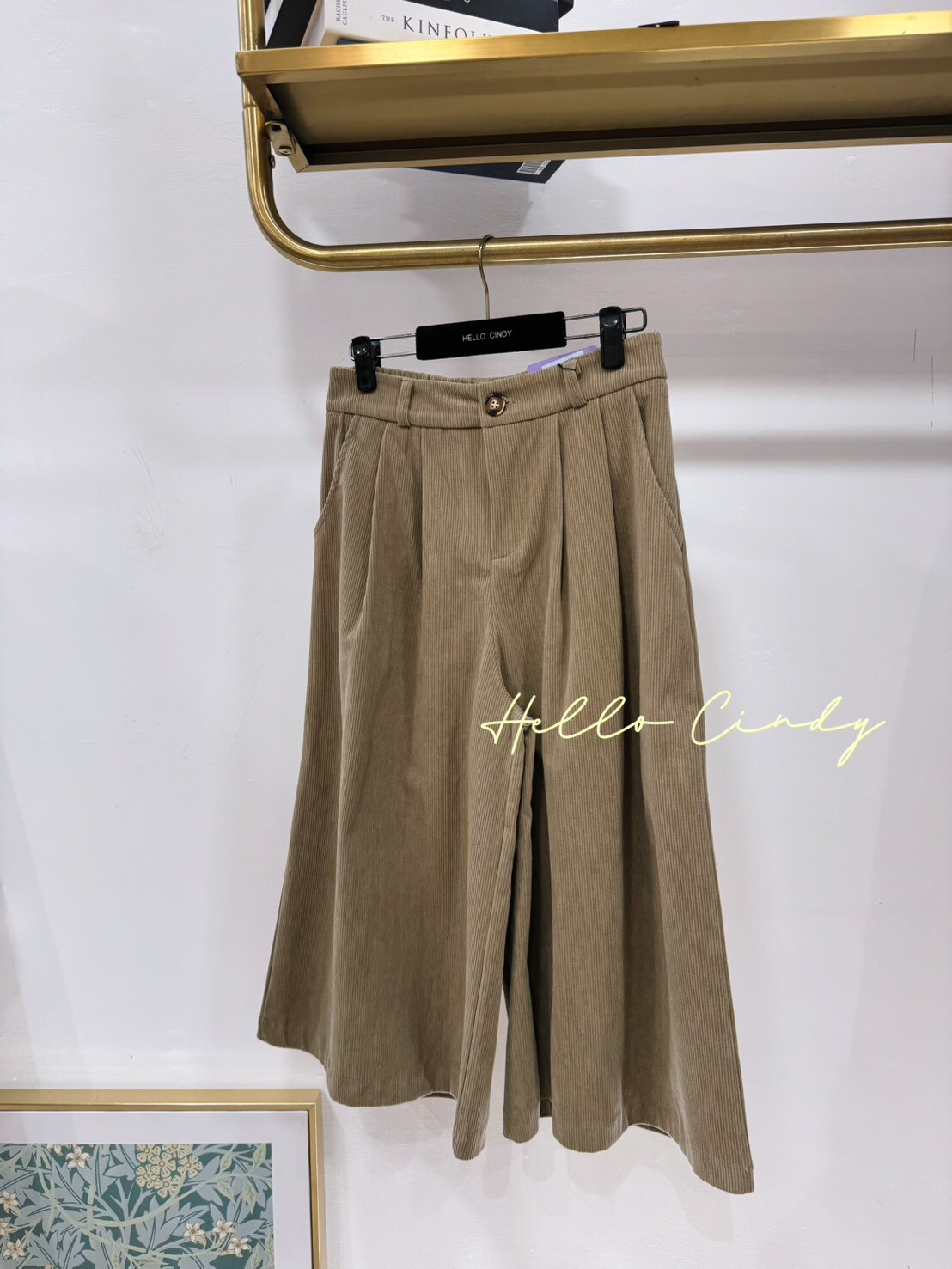 B11103 秋冬低調質感燈芯絨8分寬褲