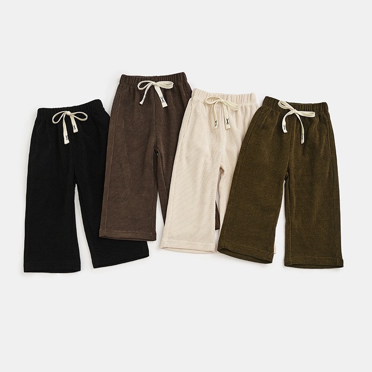 純色綁帶休閒長褲