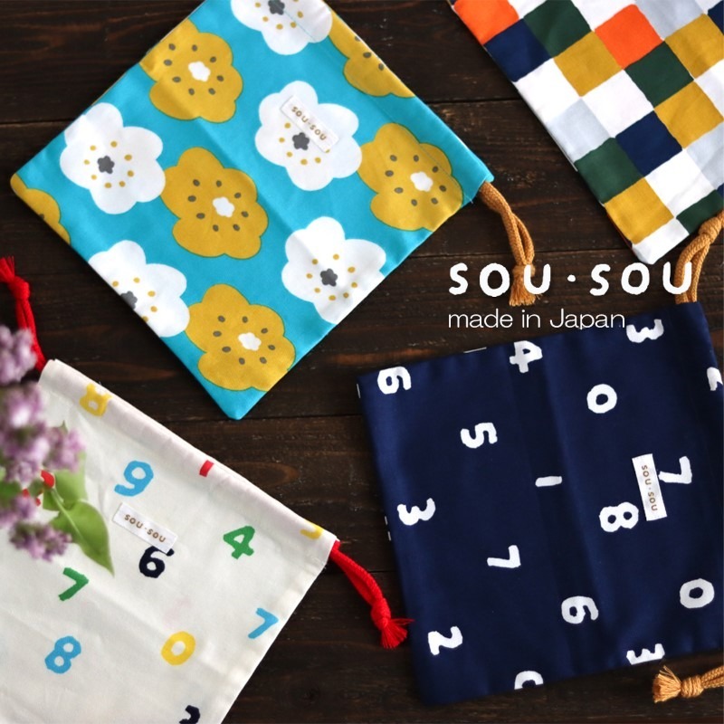 日本SOUSOU印花 純棉 迷你束口袋