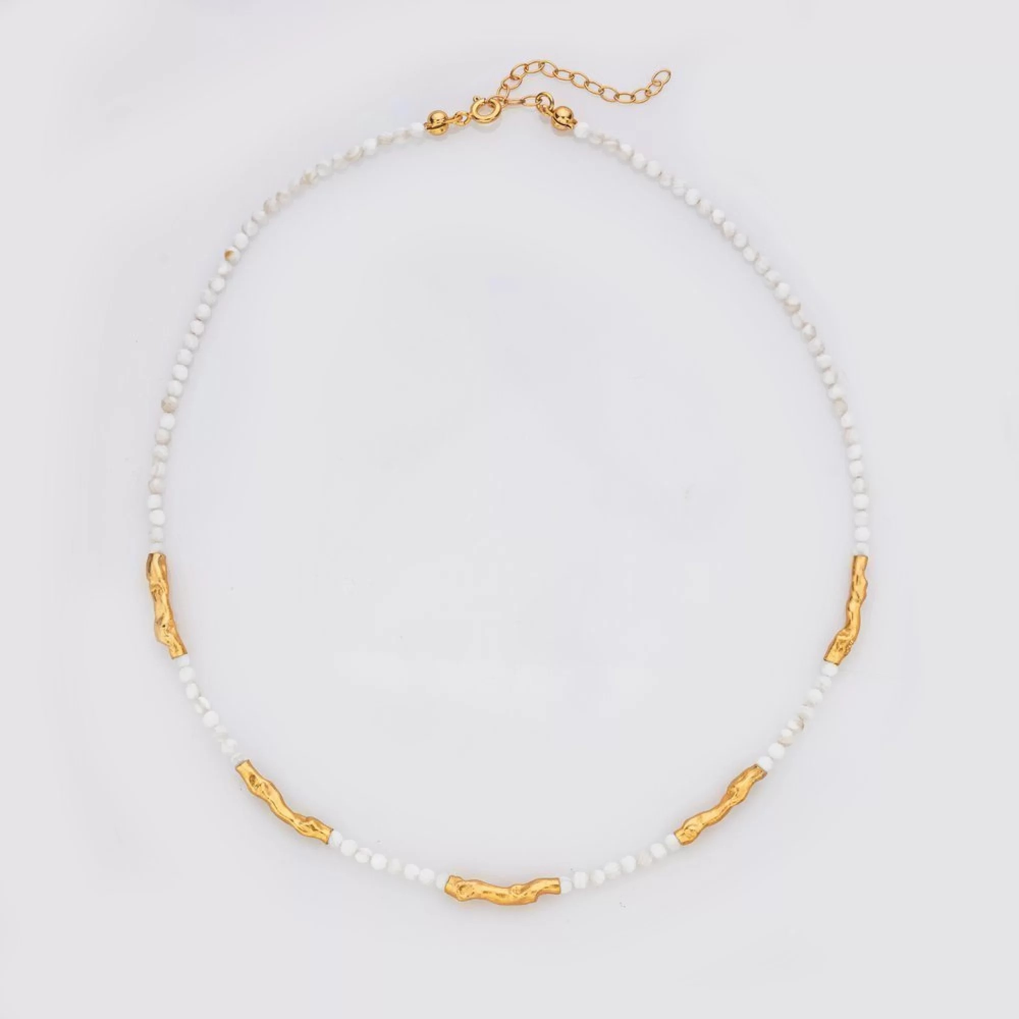 1TA0524-484 THALLO Amelia Necklace Geometric Layer 24k Gold Vermeil On Sterling Silver Mop #s805b (A-SK-E)