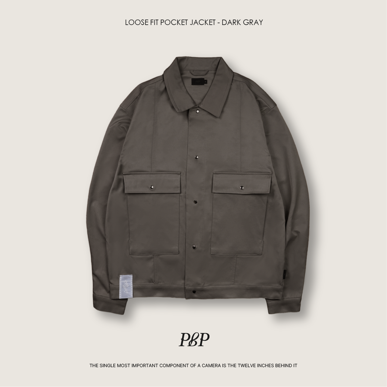 P.B.P - LOOSE FIT POCKET JACKET  - DARK GRAY