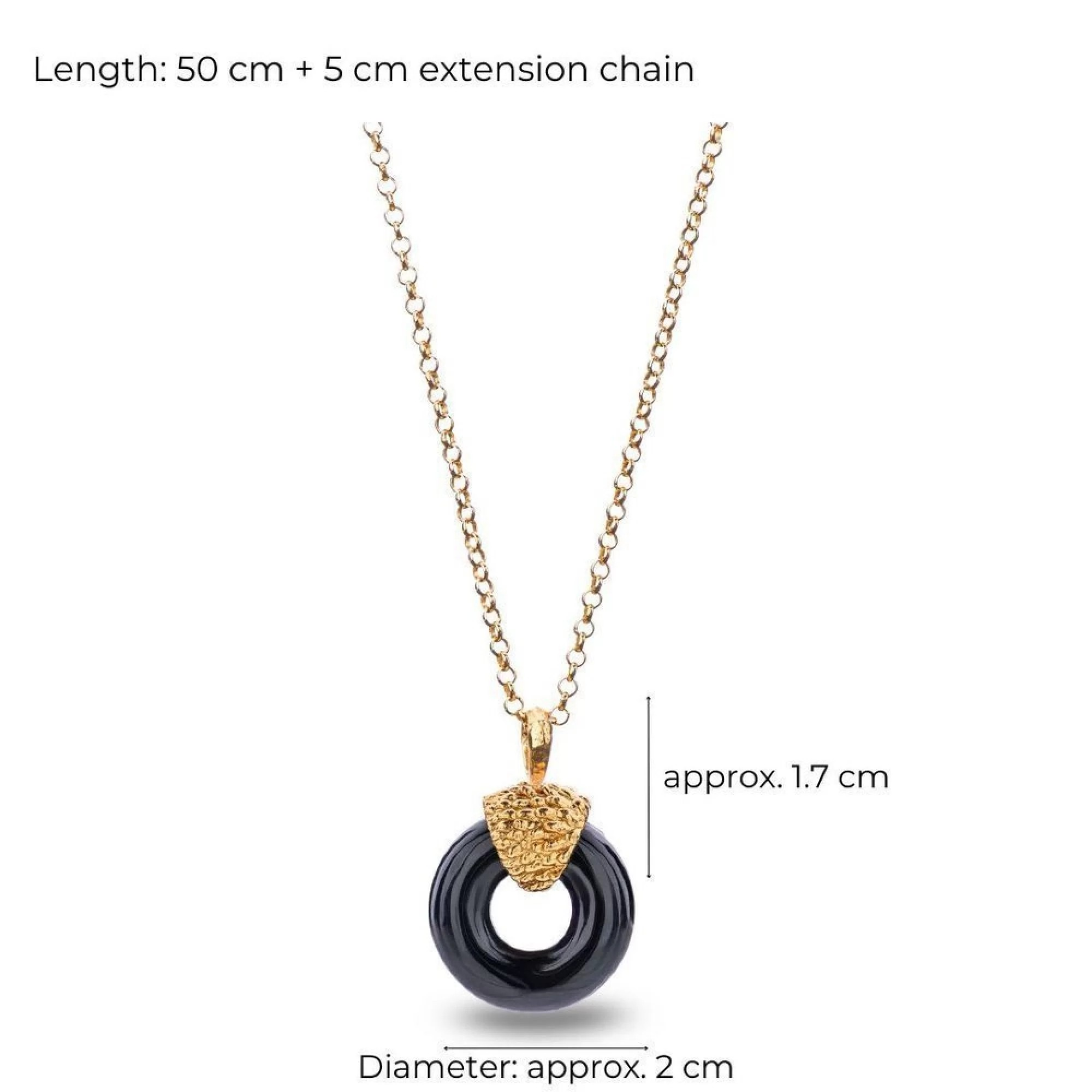 1TA0524-486 THALLO Lotida Holly Tree Necklace Geometric Layer 24k Gold Vermeil On Sterling Silver Black Agate #s561b (A-SK-E)