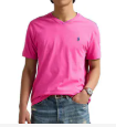 [S] POLO RALPH LAUREN PINK CLASSIC FIT SHORT SLEEVE V-NECK T-SHIRT, 710671452308-PINK (SUZZ144)