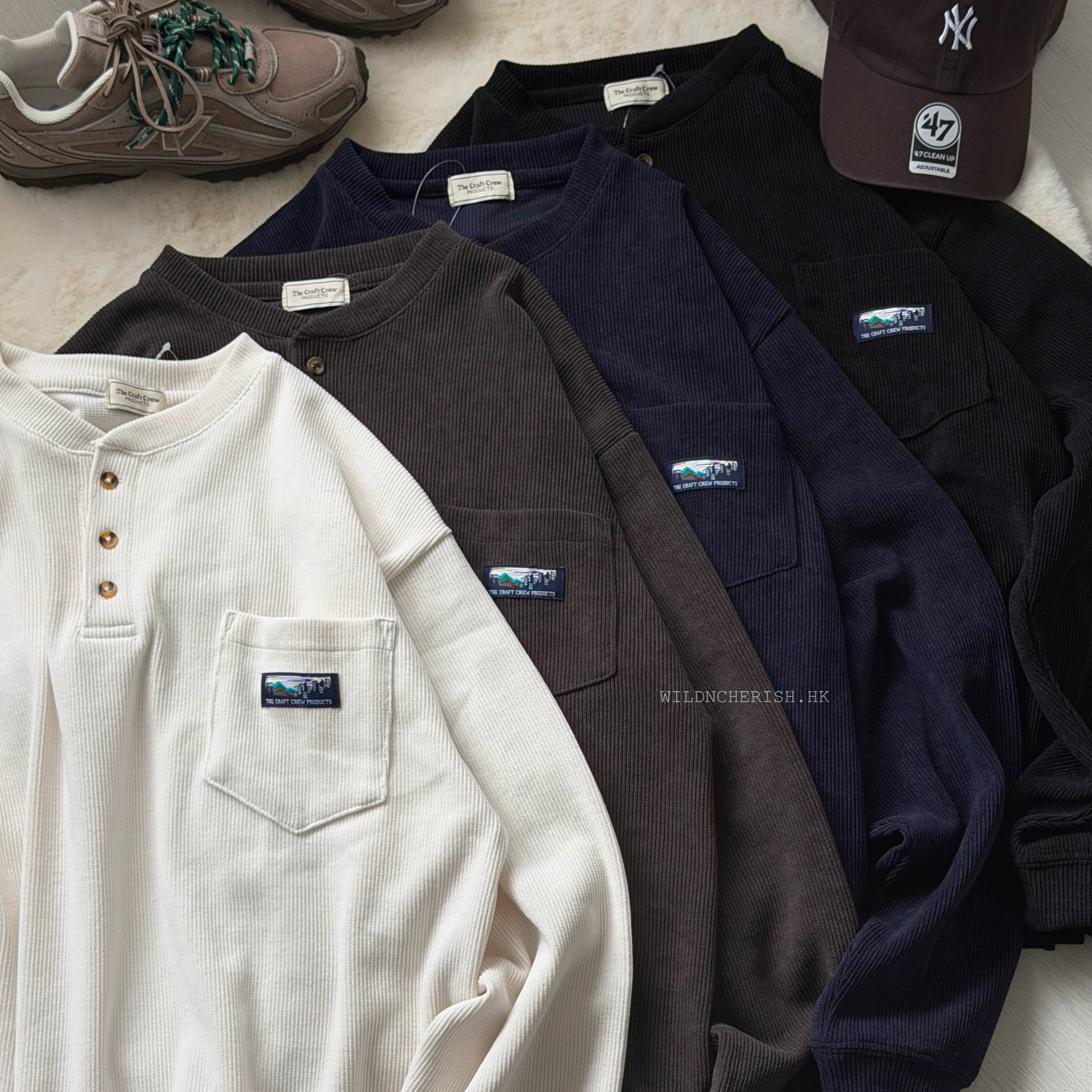 現貨 | The Craft Crew Product Corduroy Raglan Henley Shirt 燈芯絨 亨利領 抗菌防臭