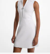 [S] MICHAEL KORS WHITE LOGO JACQUARD ZIP-UP DRESS, JS582ZXHHZ-WHITE (SMK1334)