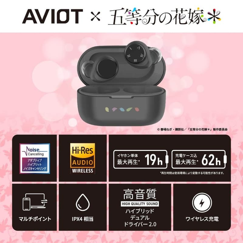 五等分的花嫁X AVIOT TE-V1R-GHY 無線藍牙耳機