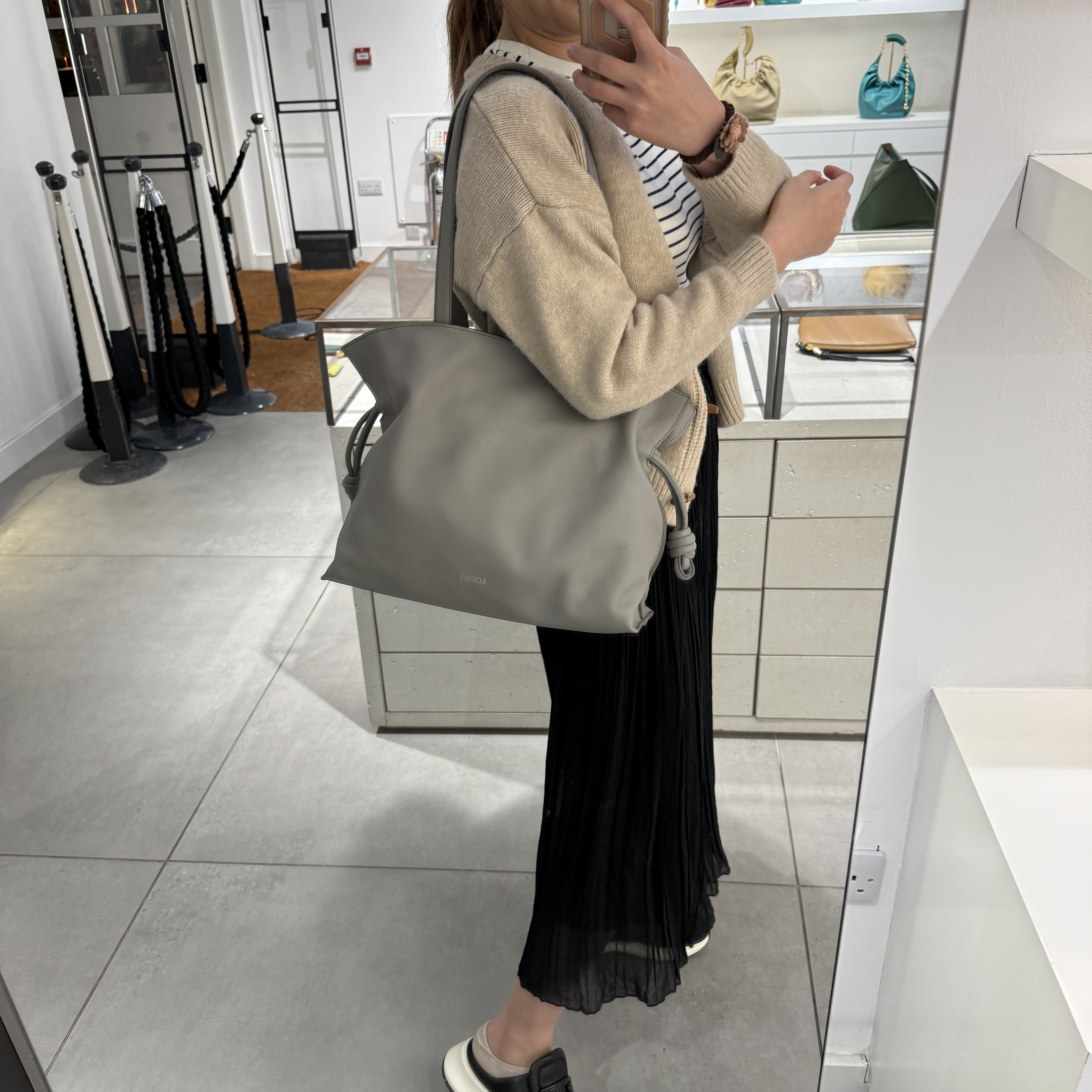 Loewe Flamenco Large Clutch bag Pearl Grey