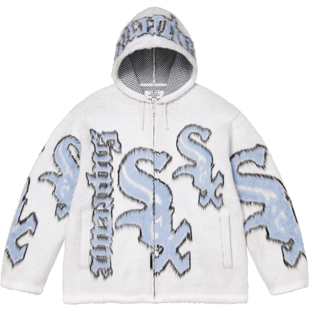SUPREME 25FW CHICAGO WHITE SOX ZIP UP HOODED SWEATER 毛衣外套(2色)