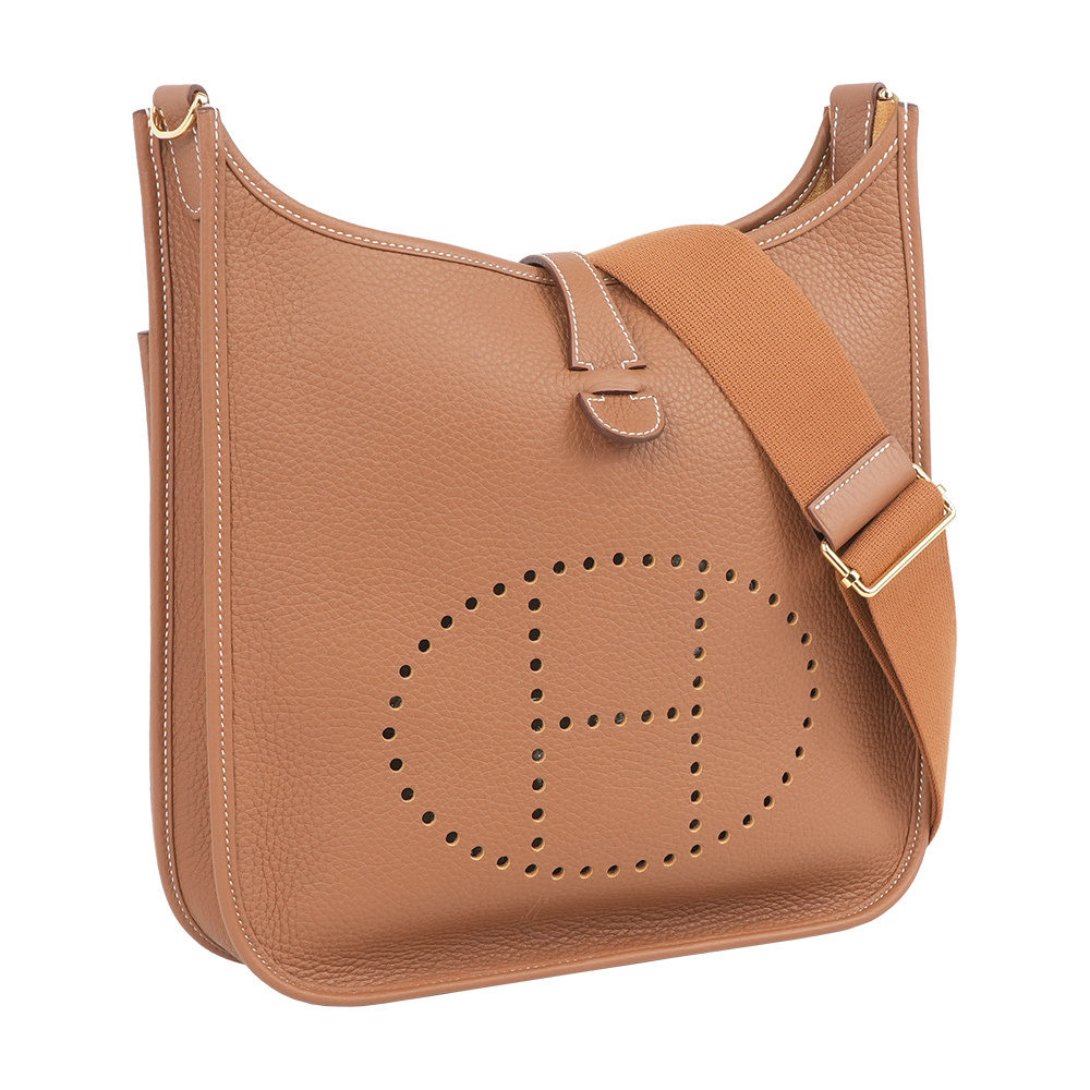 【Hermès】金釦 Evelyne 29 斜背包 (金棕色)