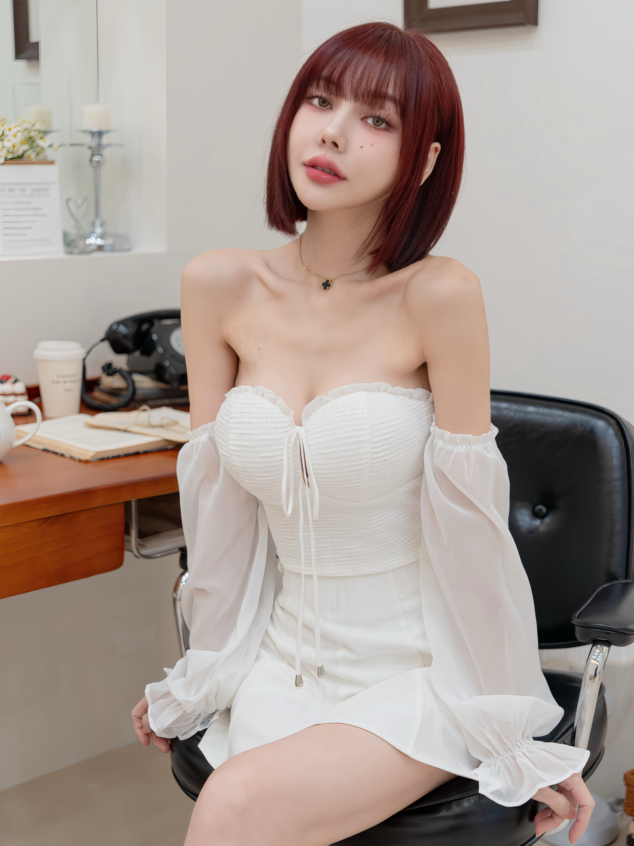 🤍純白小香風綁帶斷袖上衣（均碼）