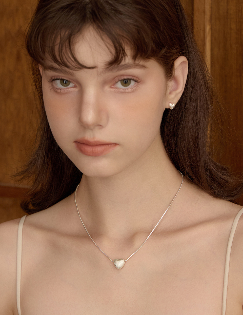 閃爍霧面愛心項鍊