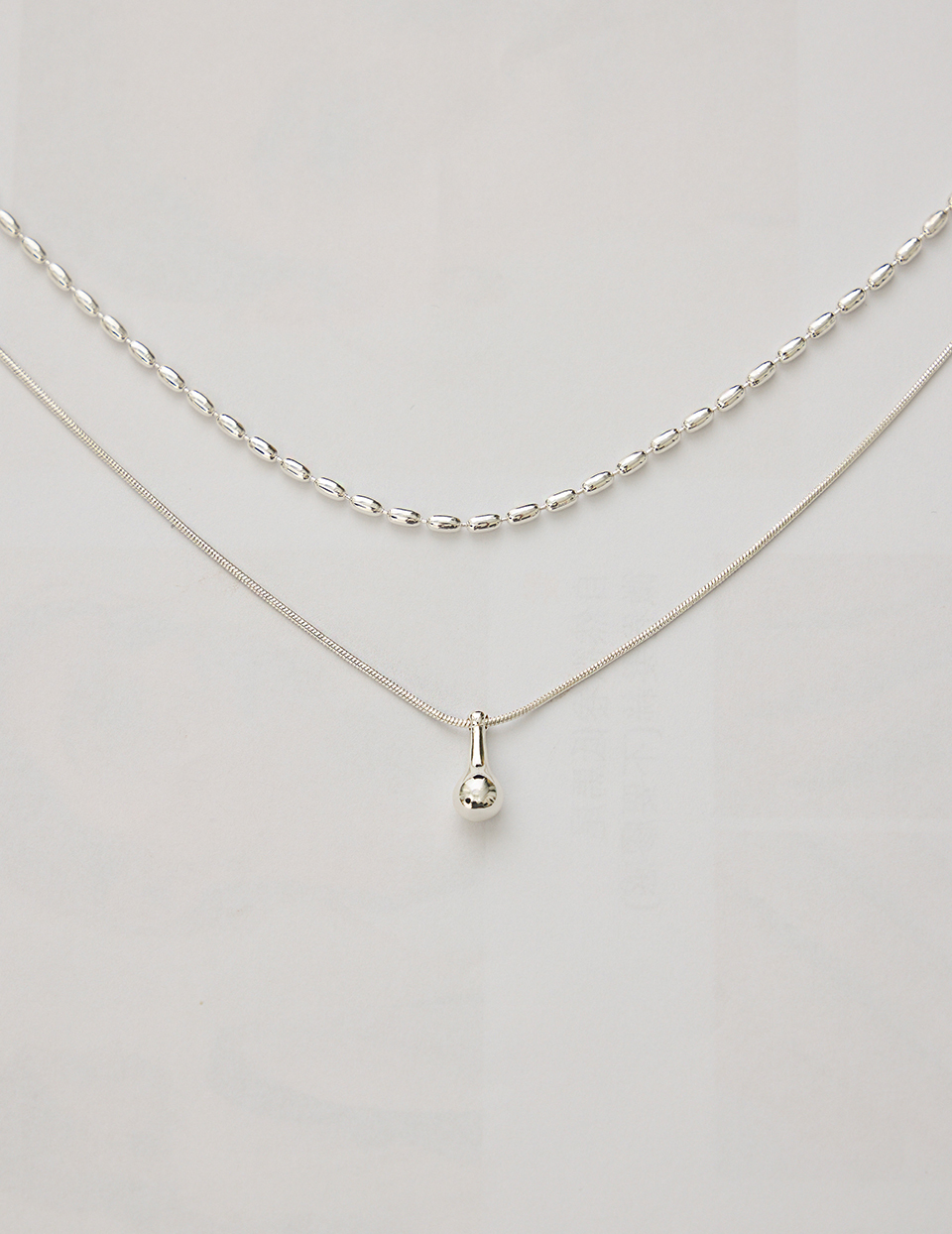 米粒珠水滴吊墜雙層項鍊