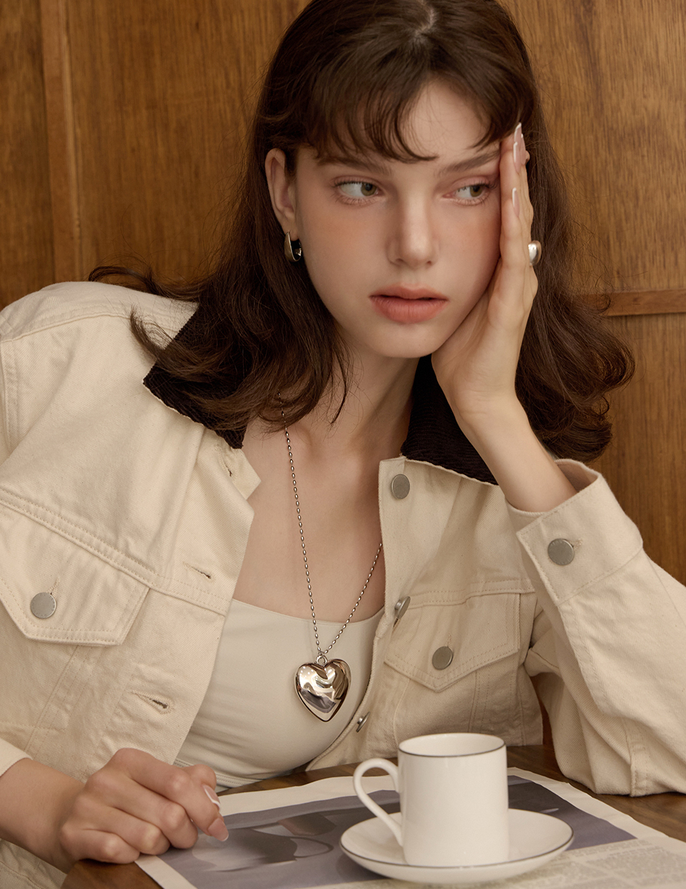 吊墜愛心寶石長項鍊