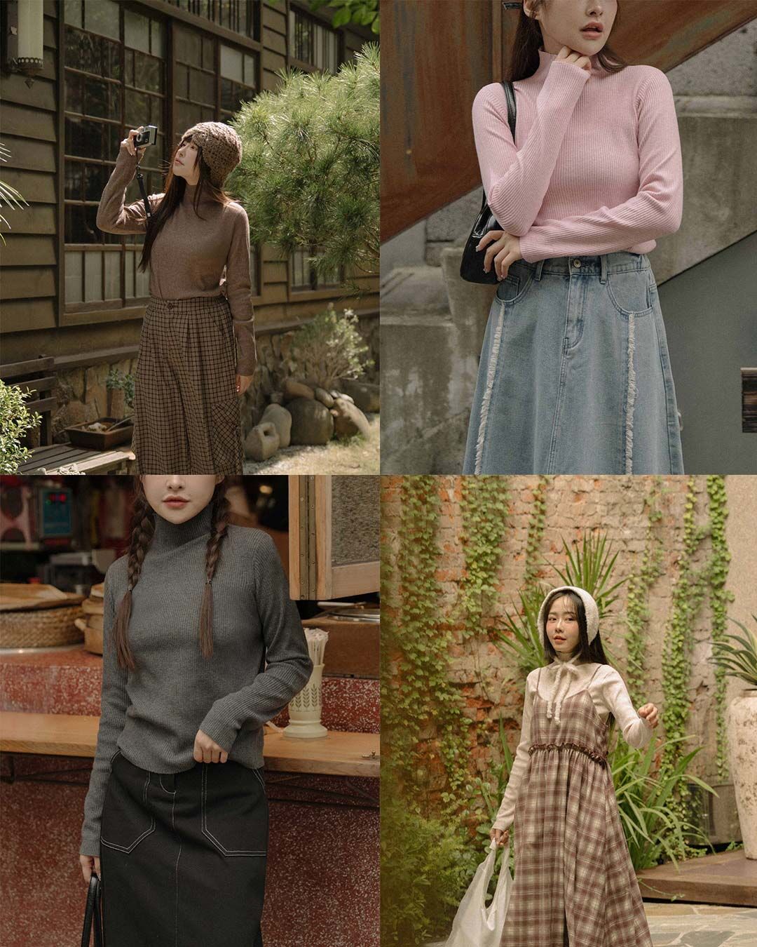 Simple ribbed knit turtleneck top, available in six colors【01099285】in stock+pre-order