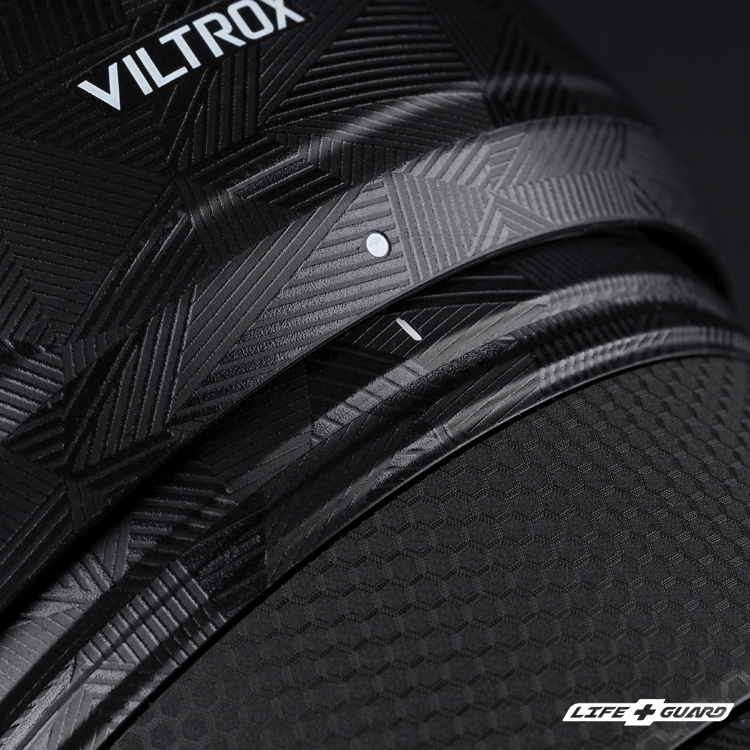 LIFE+GUARD Viltrox AF 85mm F1.4 PRO FE 貼膜展示圖，LIFE+GUARD 風格設計