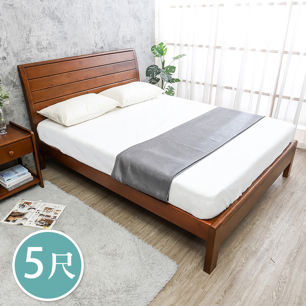 莫爾5尺雙人實木床架/床組