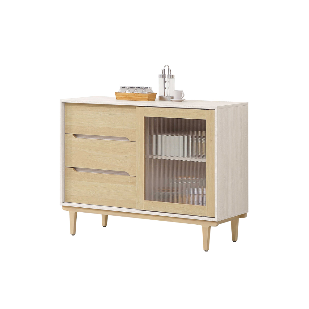 森迪4尺木面推門收納餐櫃/碗盤櫃/置物矮櫃/電器櫃/玄關櫃(下座)