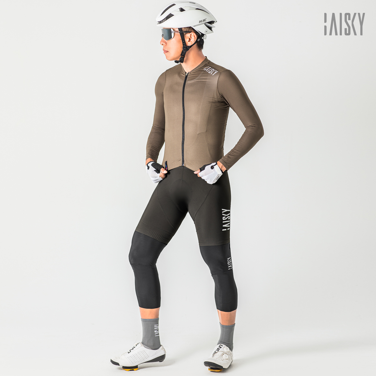 抓絨膝套 破風 黑