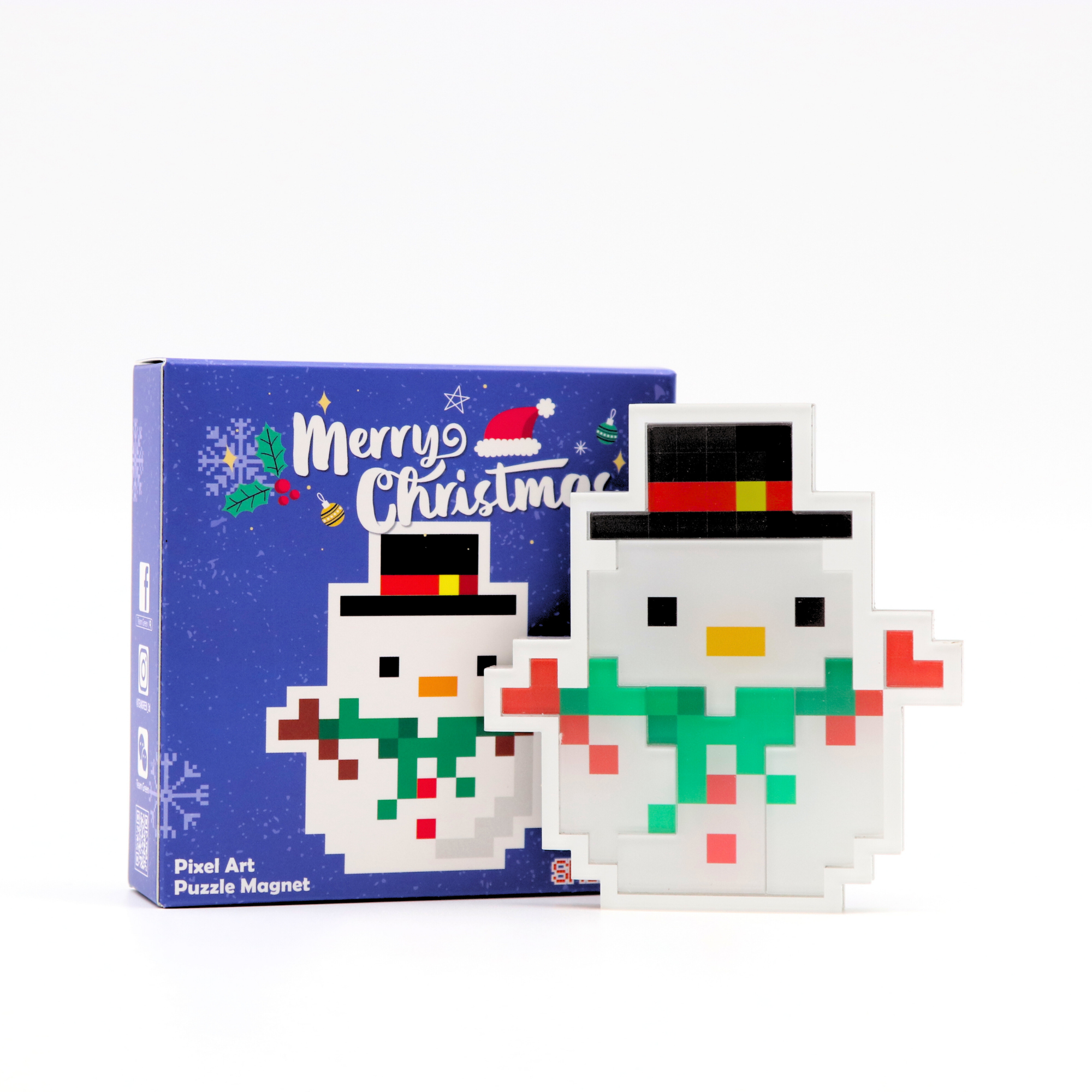 Christmas Pixel Art Magnet - Christmas Snowman