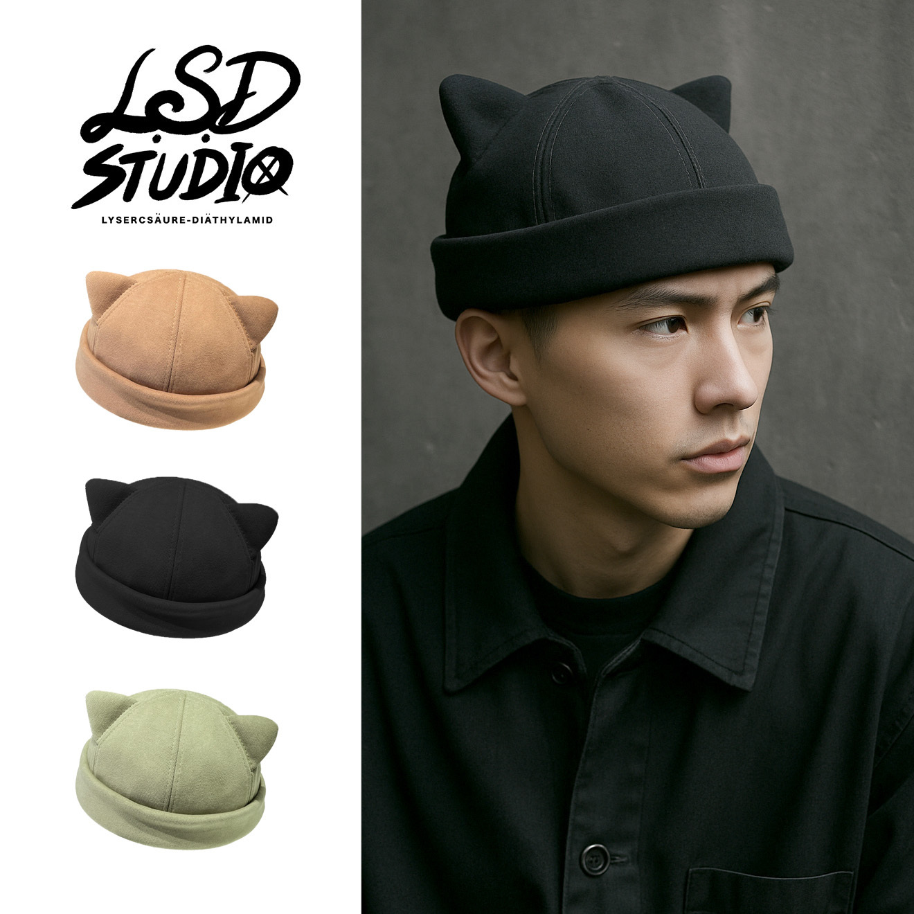 新品預售|立體貓耳瓜皮帽|可愛水手帽【HTYH112】