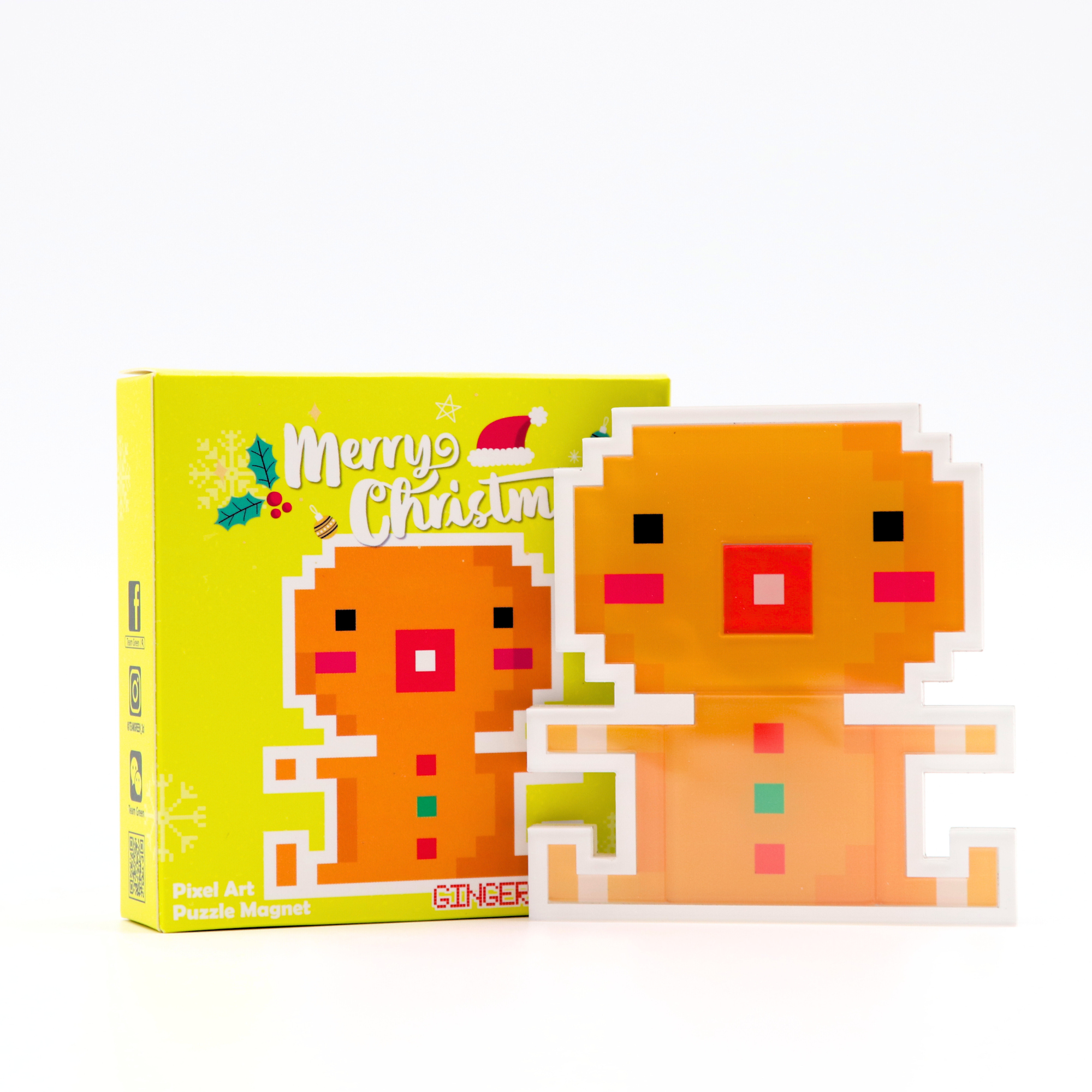 Christmas Pixel Art Magnet - Christmas Gingerbread man