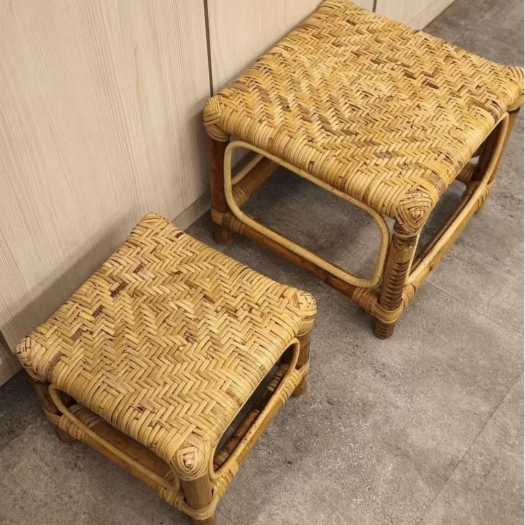 [The Rattan House] Handmade Natural Rattan Foot Stool for Adult Kids Bangku Rotan untuk Kanak-Kanak dan Dewasa 藤小凳子