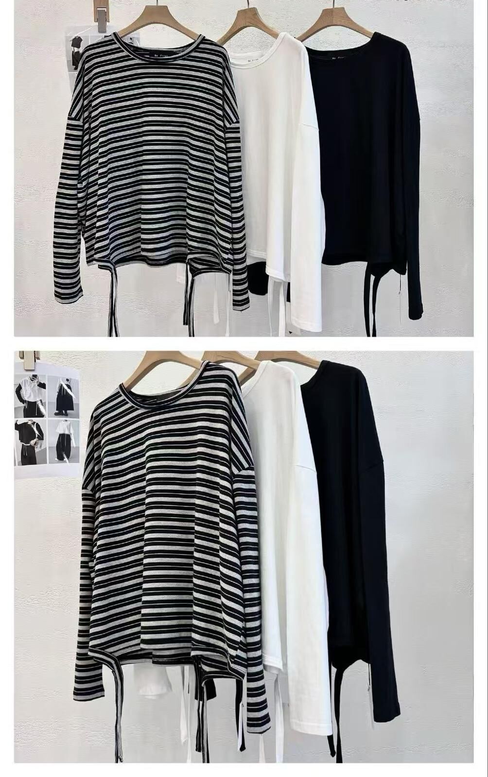 🇰🇷韓國 條紋垂感線條設計感長袖（K11 BR9）