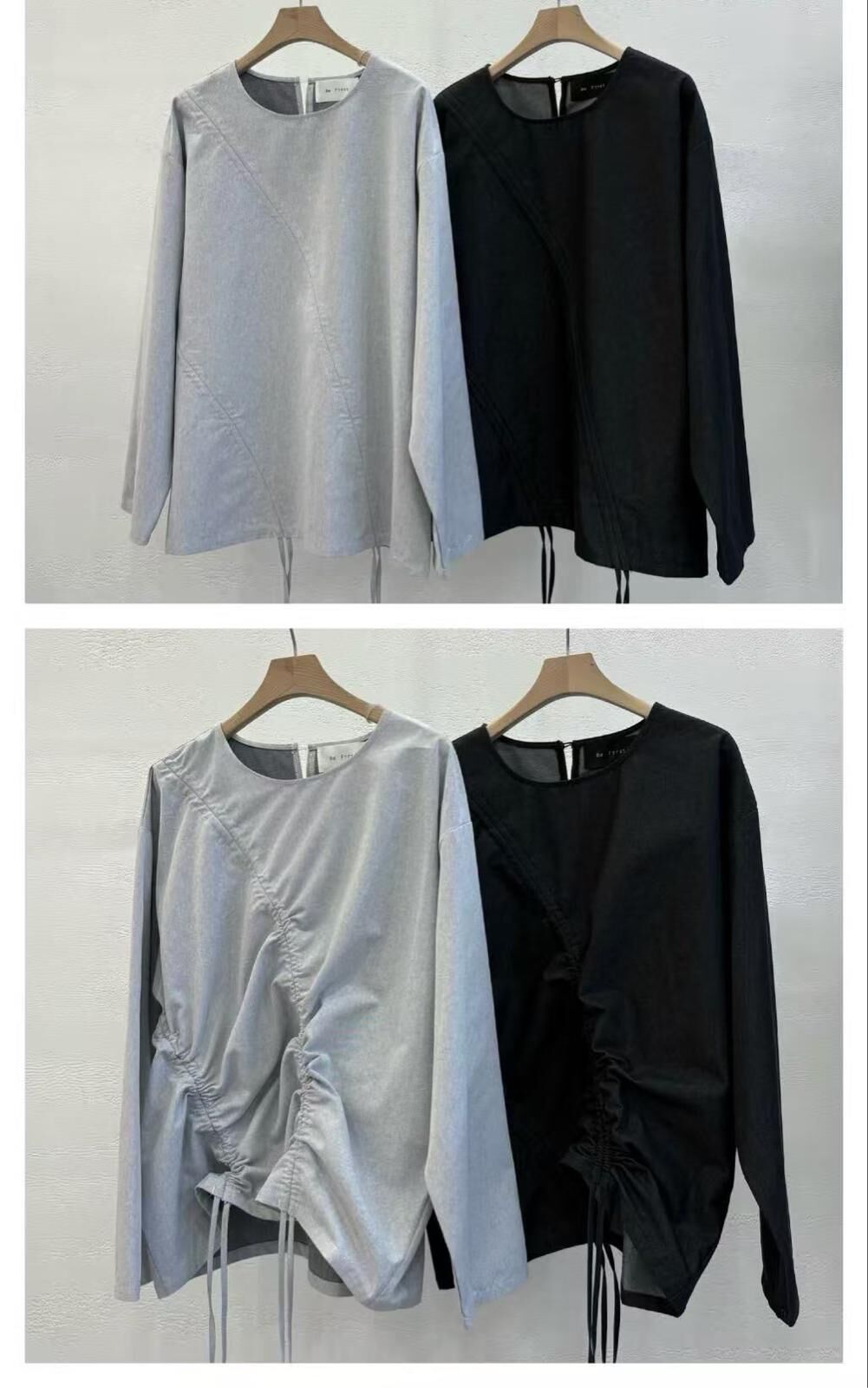 🇰🇷 韓國 褶皺抽繩純色時尚長袖（K11 BR12）