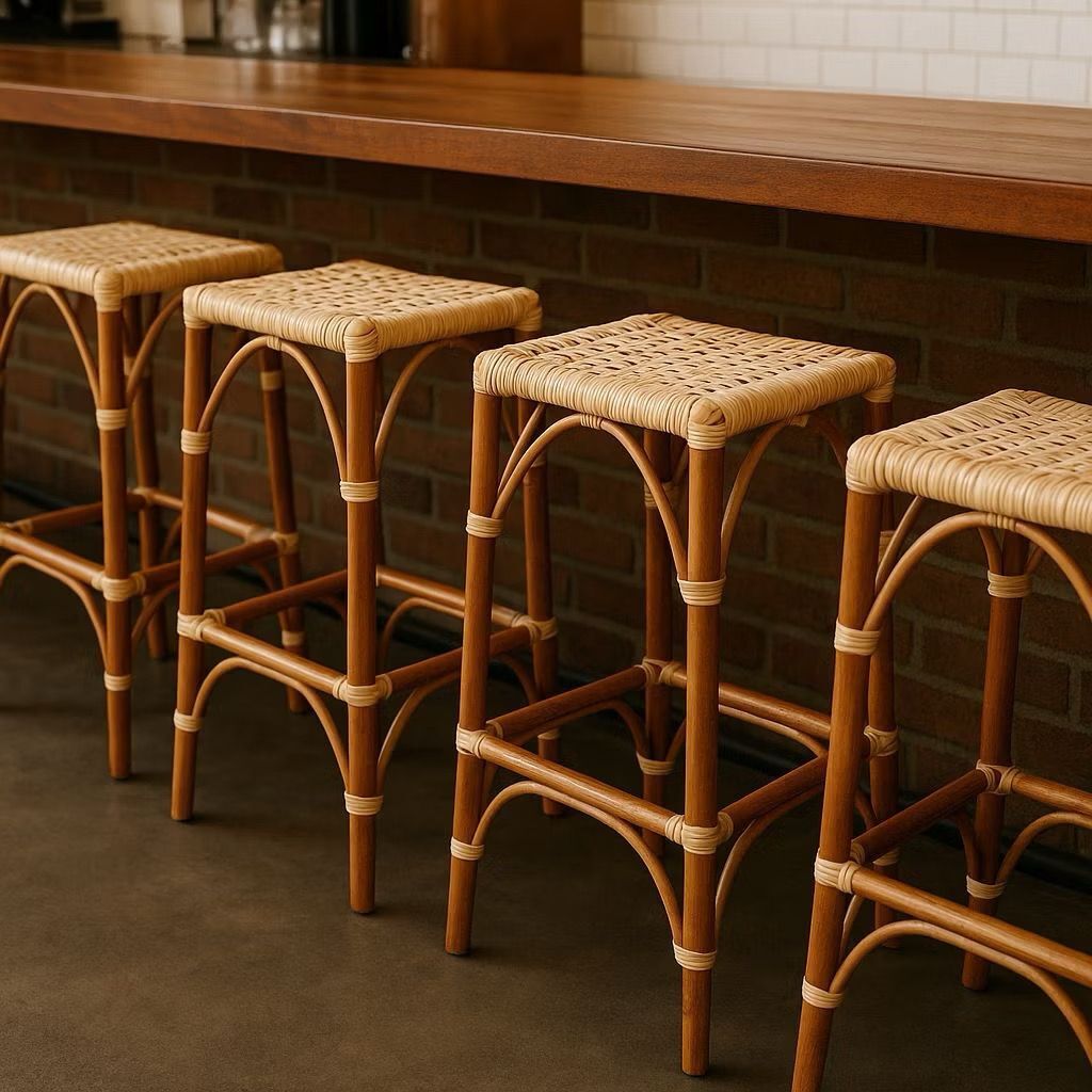 [The Rattan House] ✨ Handmade Rattan Bar Stool by Local Artisans |Custom Seat Height | home, café or cashier high stool