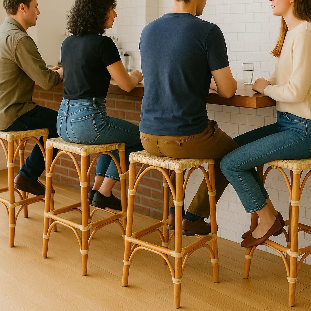 [The Rattan House] ✨ Handmade Rattan Bar Stool by Local Artisans |Custom Seat Height | home, café or cashier high stool