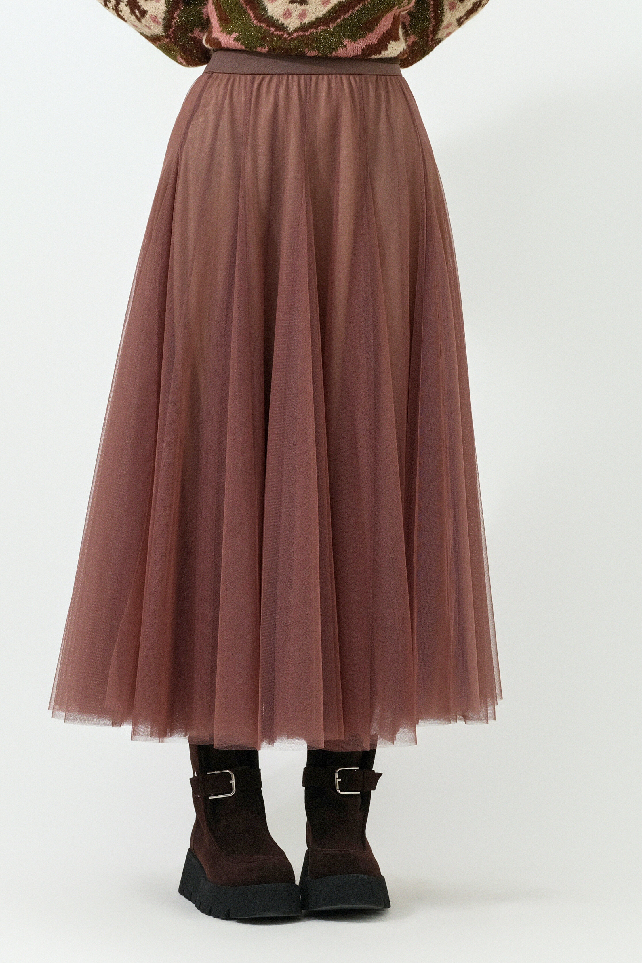 A形拼布網紗傘裙 (預購產品）