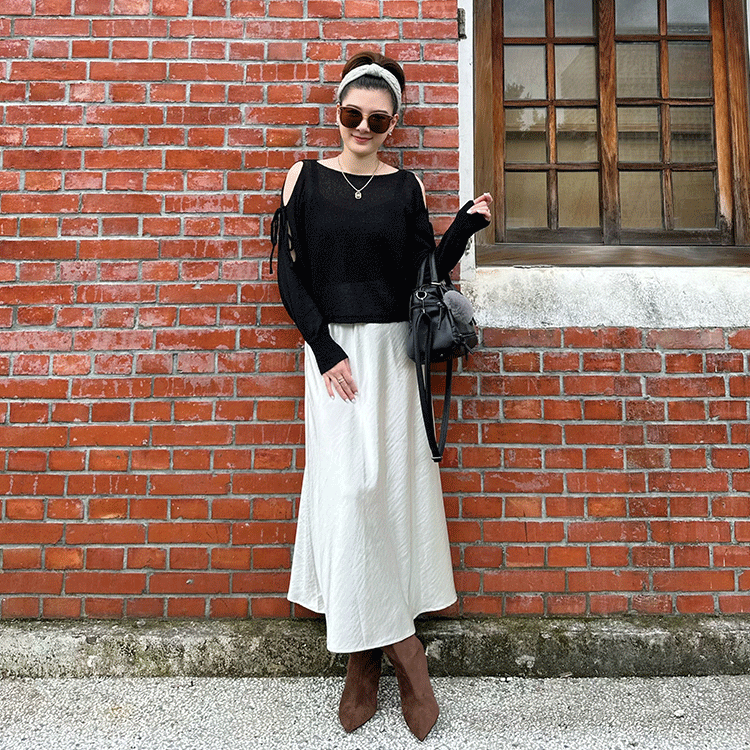 光澤感緞面長裙