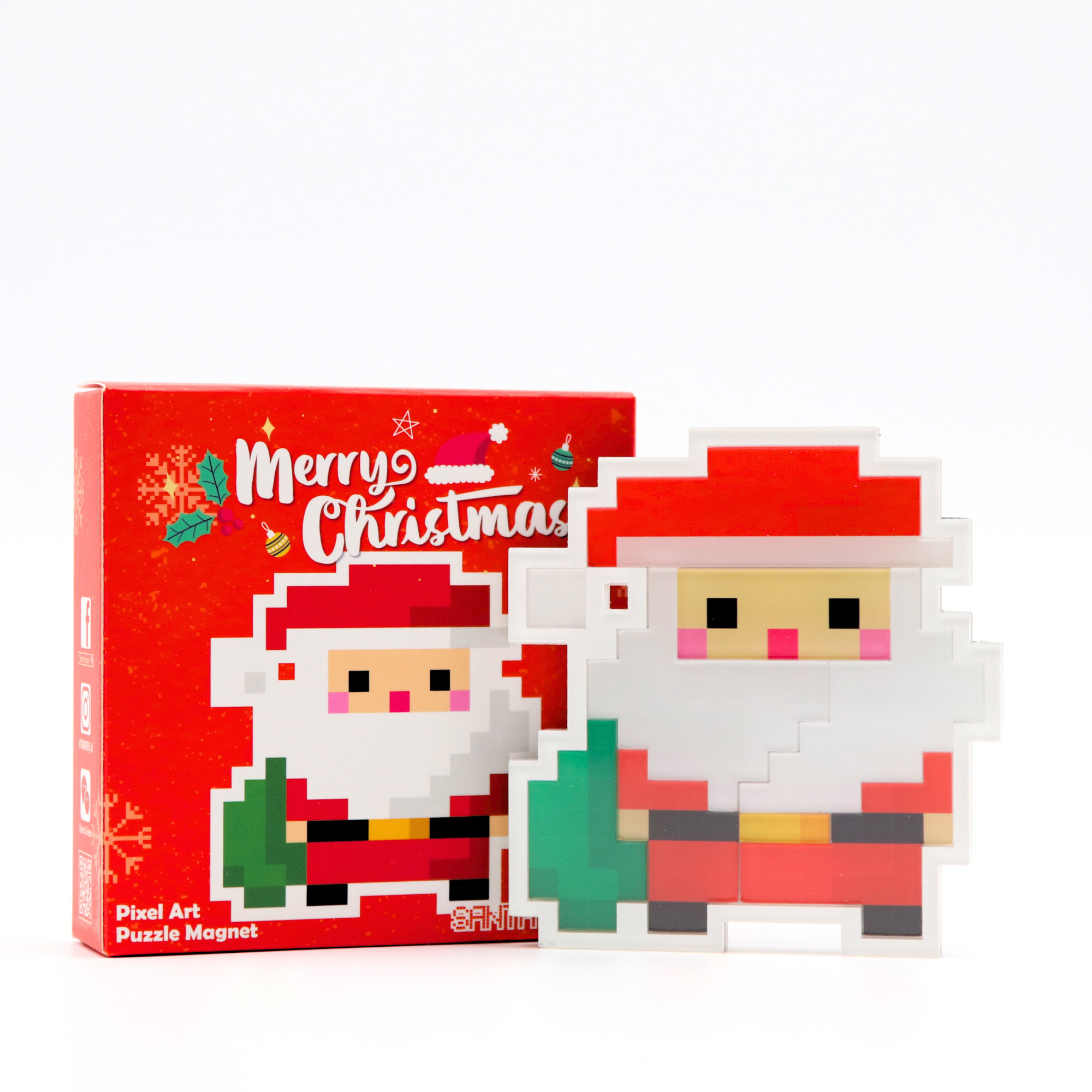 Christmas Pixel Art Magnet - Santa Claus