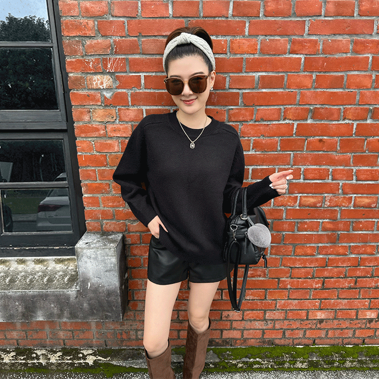 保暖圓領針織毛衣