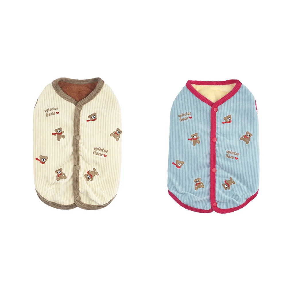 Parisdog - 燈芯絨小熊刺繡背心