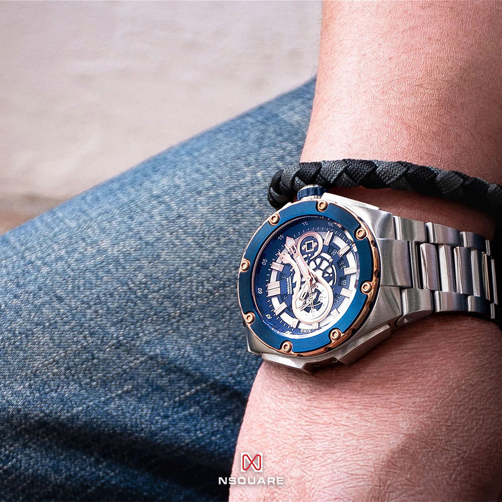 【NSQUARE】 SNAKE KING蛇皇系列 尊爵 皇家 鈷藍蛇紋 夜光 機械 腕錶 G0471-N10.4SS