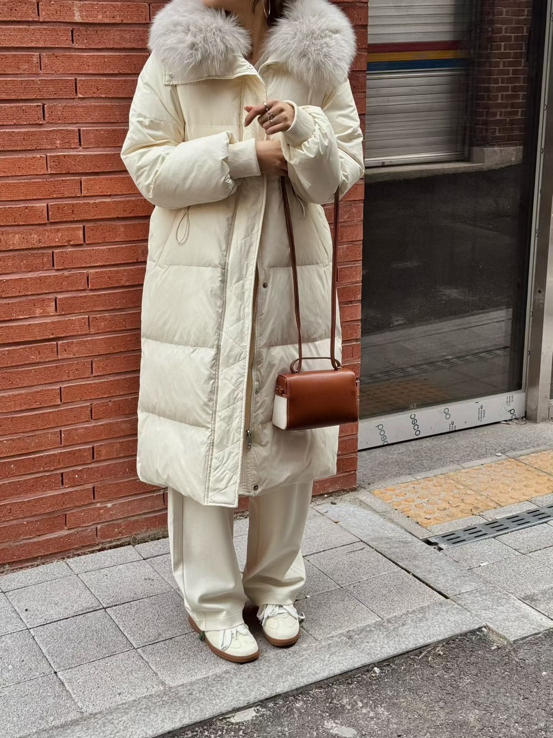 長版狐狸毛領鴨絨90外套
