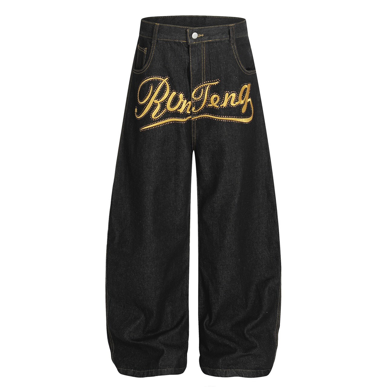 美式刺繡彎刀褲