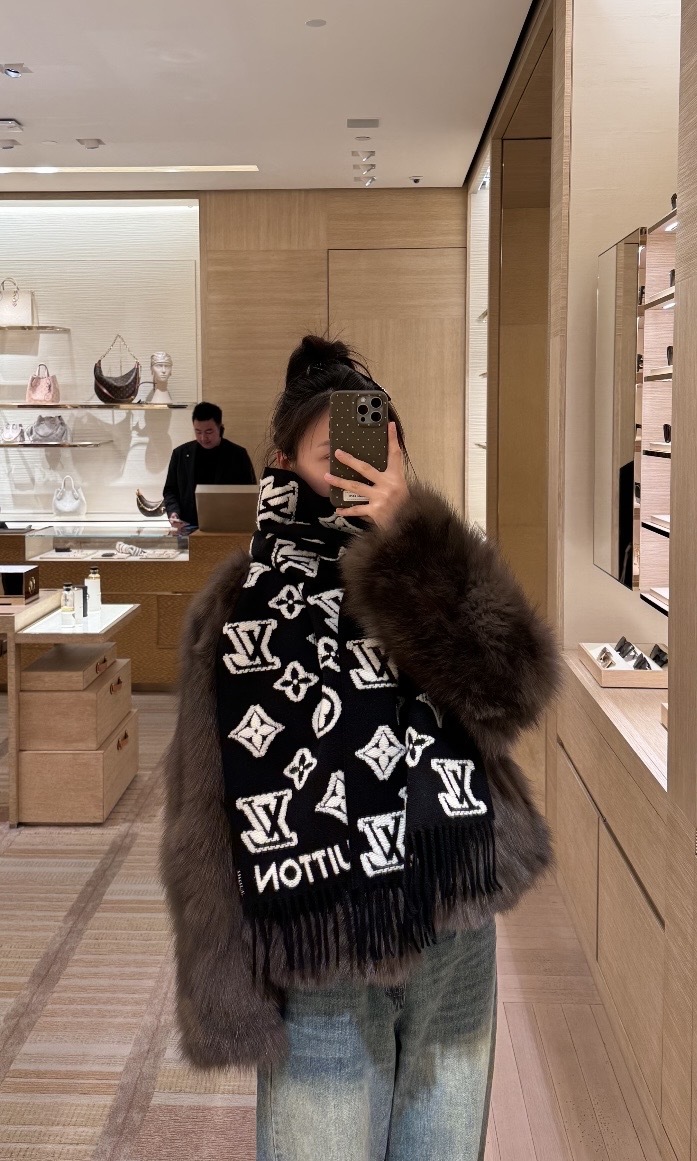 LV 3D 頸巾 黑色