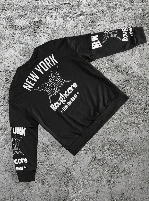 KADMAX大尺碼-秋冬字母休閒潮流logo大學TEE〈KSMS2634〉