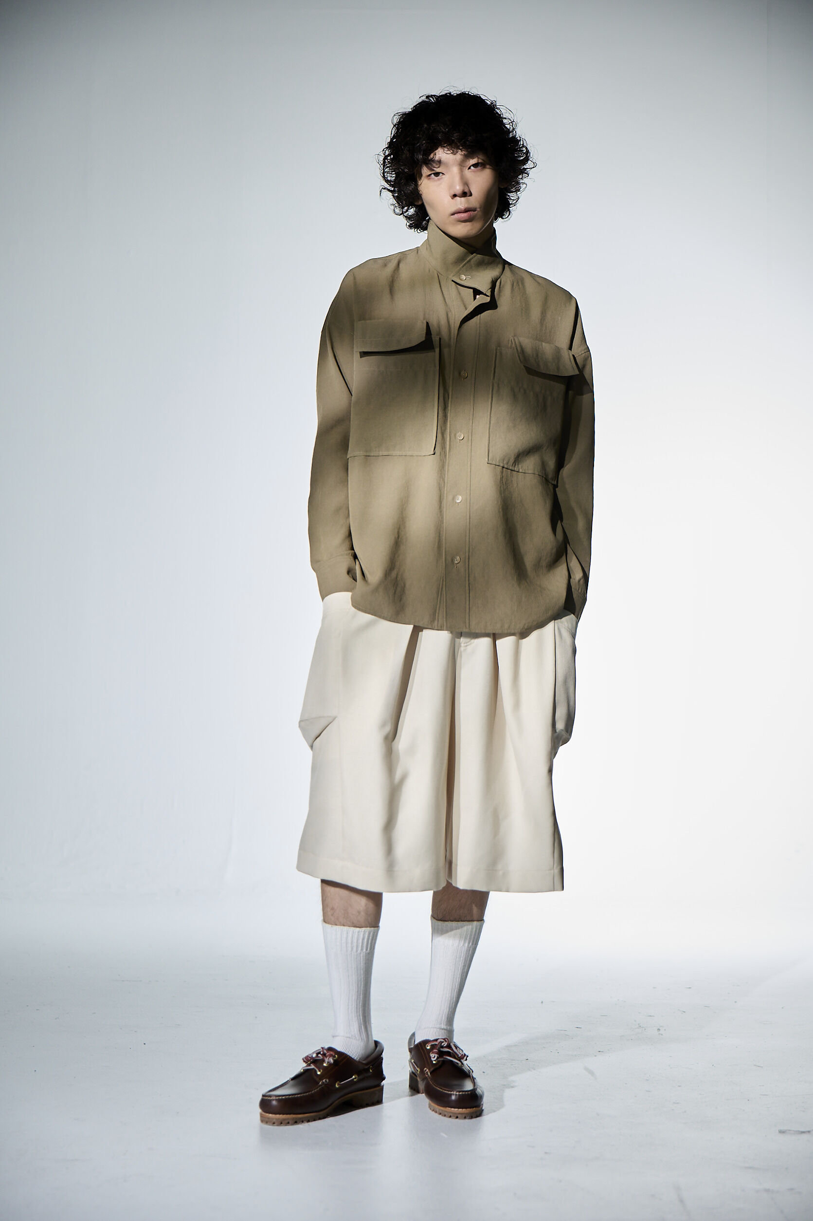 造型領大口袋外套