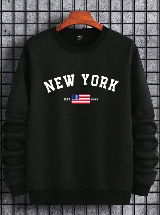 KADMAX大尺碼-秋冬字母休閒紐約logo大學TEE〈KSMS2635〉