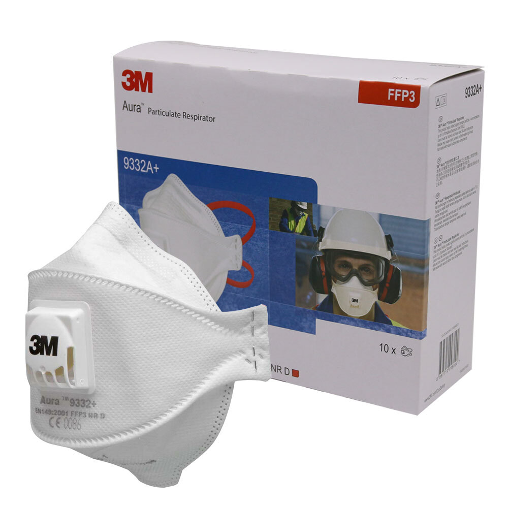 3M FFP3 拋棄式帶閥防塵口罩9332A+ (10片/盒)汽車鈑噴/修補、工業/建築