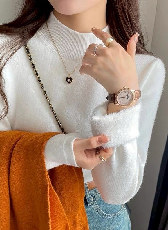 微立領羅紋刷絨打底衣