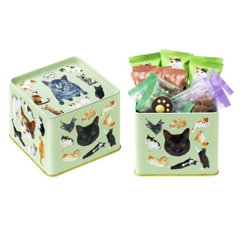 【預購】JN111915 Mary's Neko Myamire 貓圖案鐵罐14粒朱古力/朱古力米通